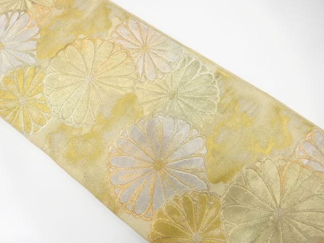 JAPANESE KIMONO / ANTIQUE FUKURO OBI / SILK / WOVEN CLOUD